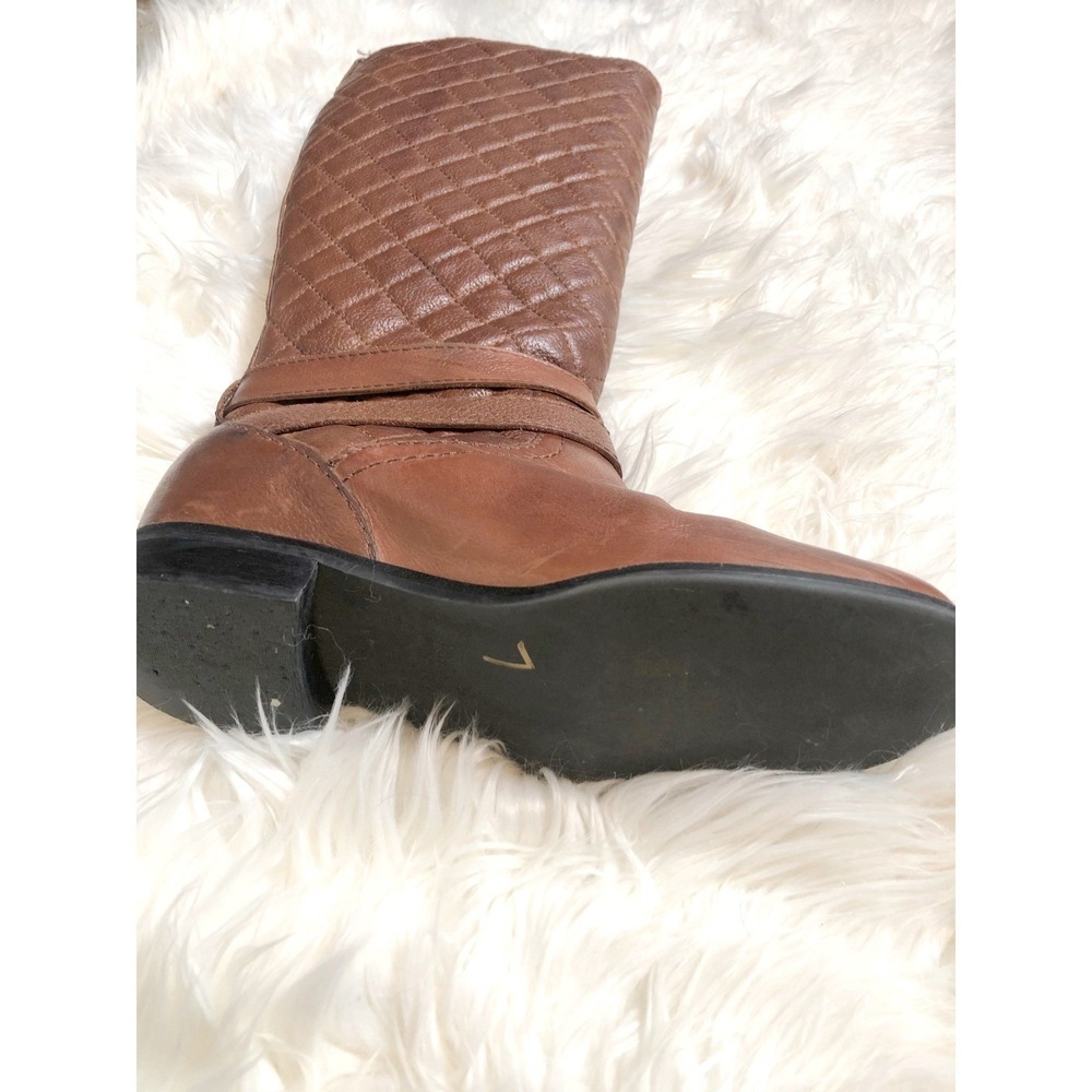 Kate Spade Sutton Brown Quilted Leather Riding Boots Equestrian Size 7M - Flawed - Picture 4 of 8